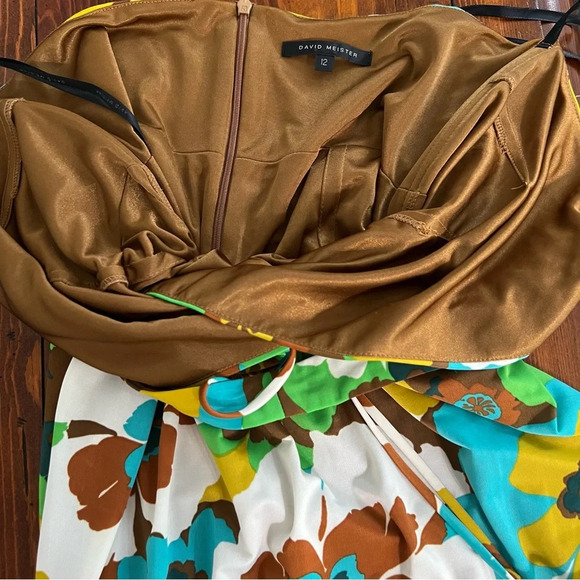 David Meister Retro Floral Halter Dress Sz 12 - Picture 5 of 8